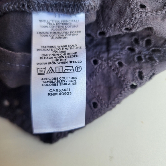 Loft Women's Gray Eyelet Boho Sleeveless Ruffle Blouse Women’s Peplum Babydoll M - Picture 10 of 10